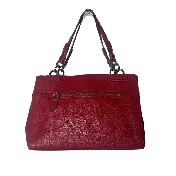 Coach Penelope Turnlock Satchel Bag Red Pebbled Leather - Picture 5 of 10